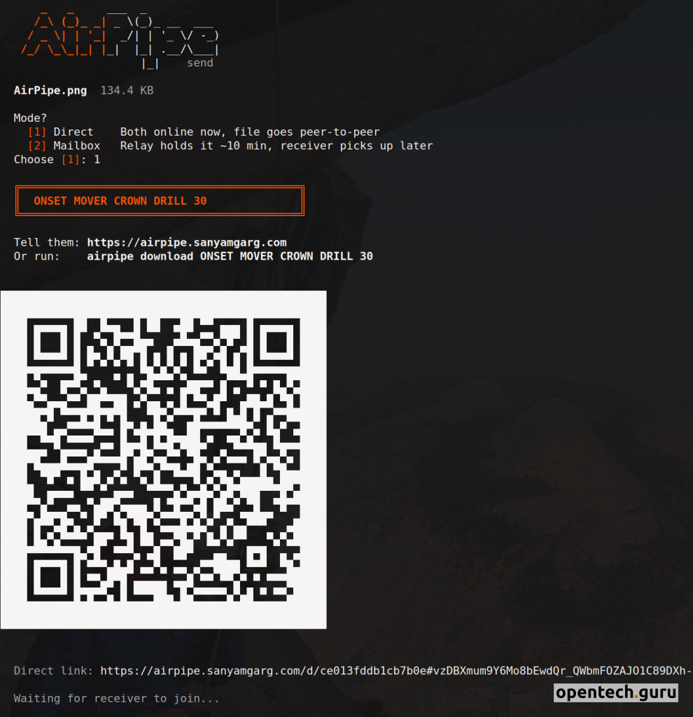 AirPipe send via CLI